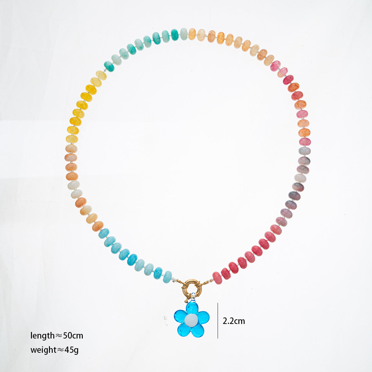 Handmade Multi-Color Flower Pendant Beaded Necklace 6W6JNC420L