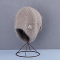 Rhinestone Solid Color Angora Knit Beanie 6W6HAT694
