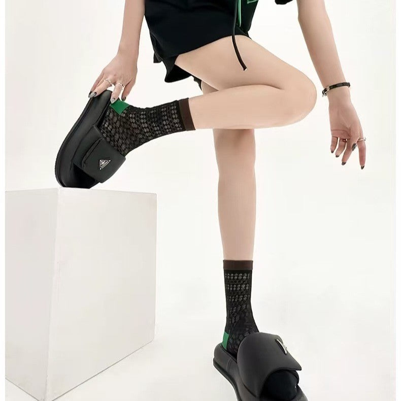 Color Contrast Mesh Socks - DippedShop Wholesale - #6531