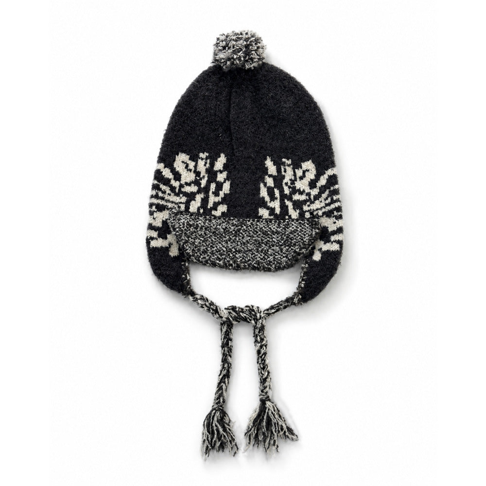 Vintage Braided Tassel Pom-Pom Knit Beanie Hat 6W6HAT657