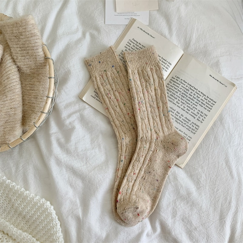 Thick Warm Wool-Blend Cable Knit Socks 6W8FSO710