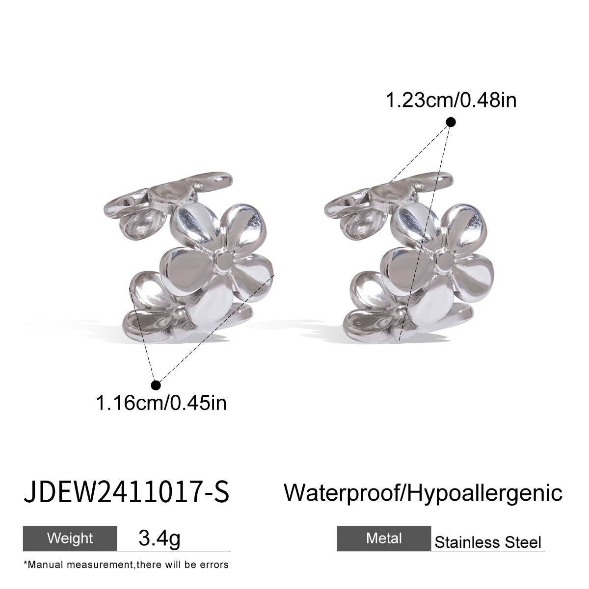 Floral C-Shape Clip Earrings - DippedShop Wholesale - #7155
