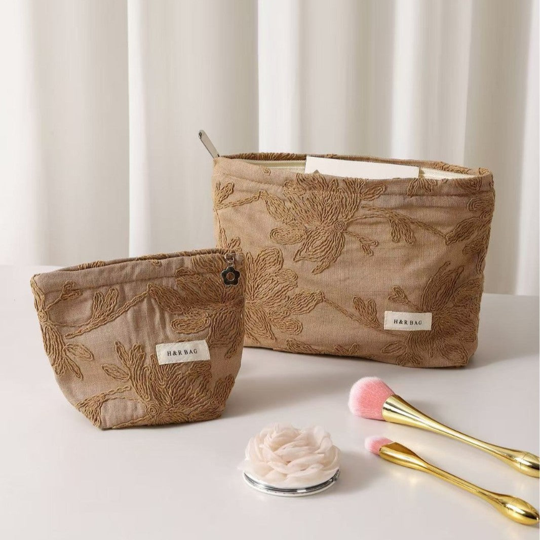 Floral Embroidery Cosmetic Bag - DippedShop Wholesale - #6067