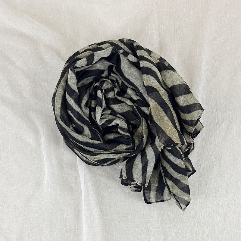 Retro Zebra Print Square Shape Silk Scarf 6W6NSI183