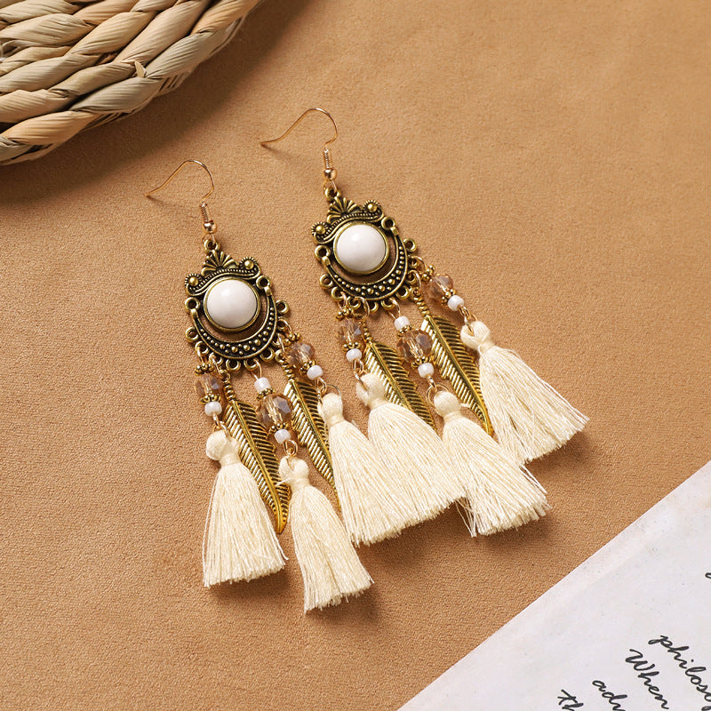 Retro Feather Tassel Earrings - DippedShop Wholesale - #6115