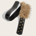 Vintage Studded Wide Faux Fur Waist Belt MK2LEEP6W6JBT54
