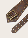 Vintage Hollow Out Studded Wide Leather Belt 6W6JBT174