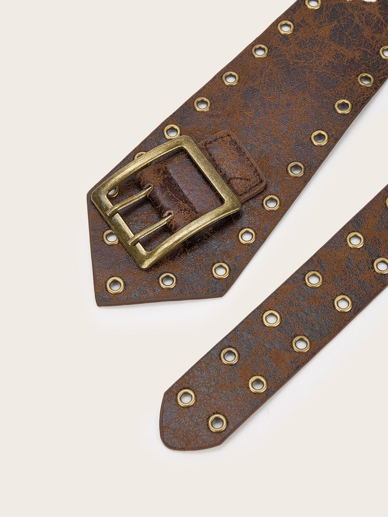 Vintage Hollow Out Studded Wide Leather Belt 6W6JBT174