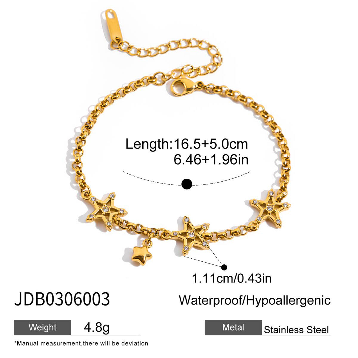Minimalist Cubic Zirconia Gola Plated Chain Bracelet 6W6JBR464