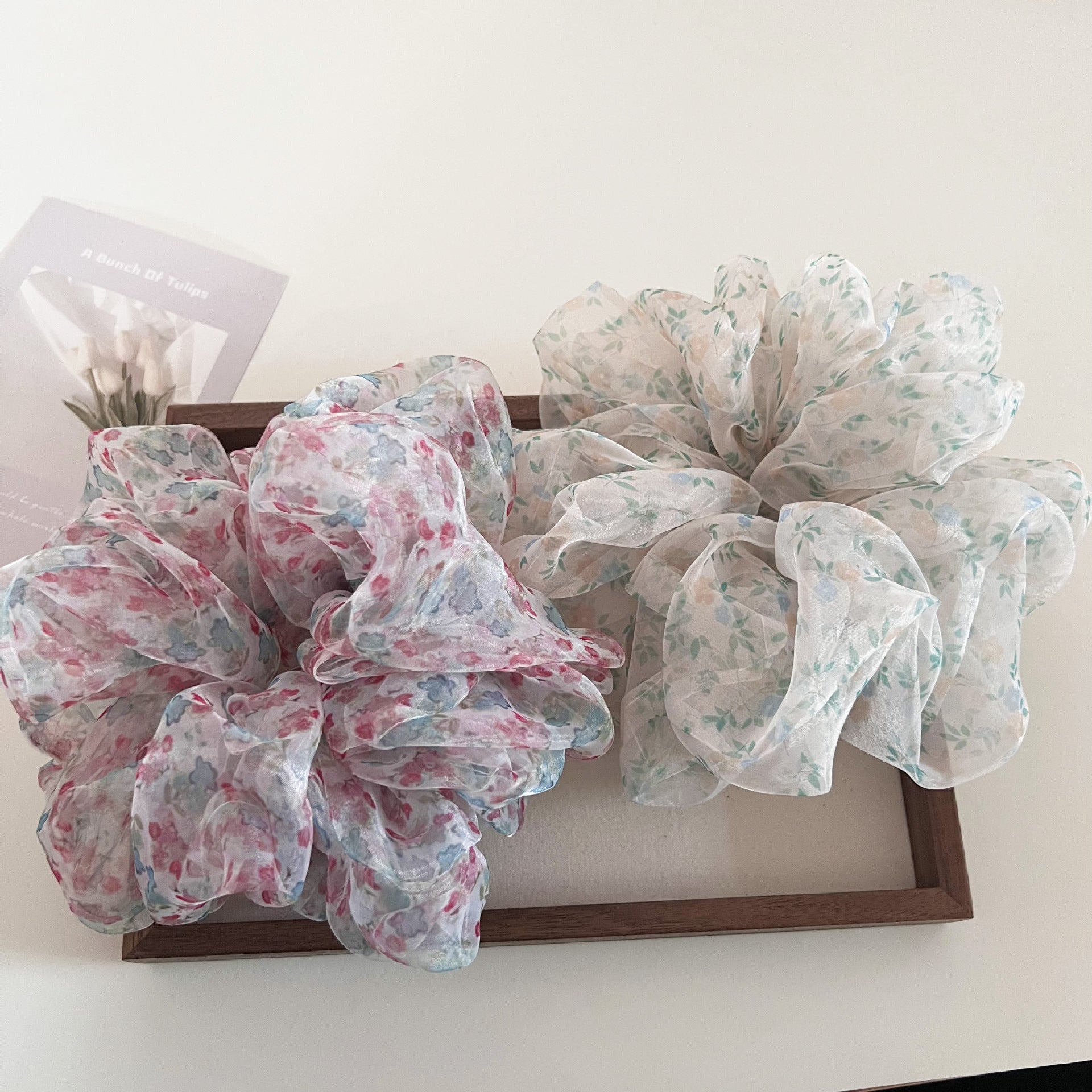 Vintage Sheer Organza Flower Fairy Scrunchies MK2BW6W6HSR85