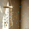 Iridescent Crystal Star Moon Tassel Suncatcher Wind Chime 6H7HLS217