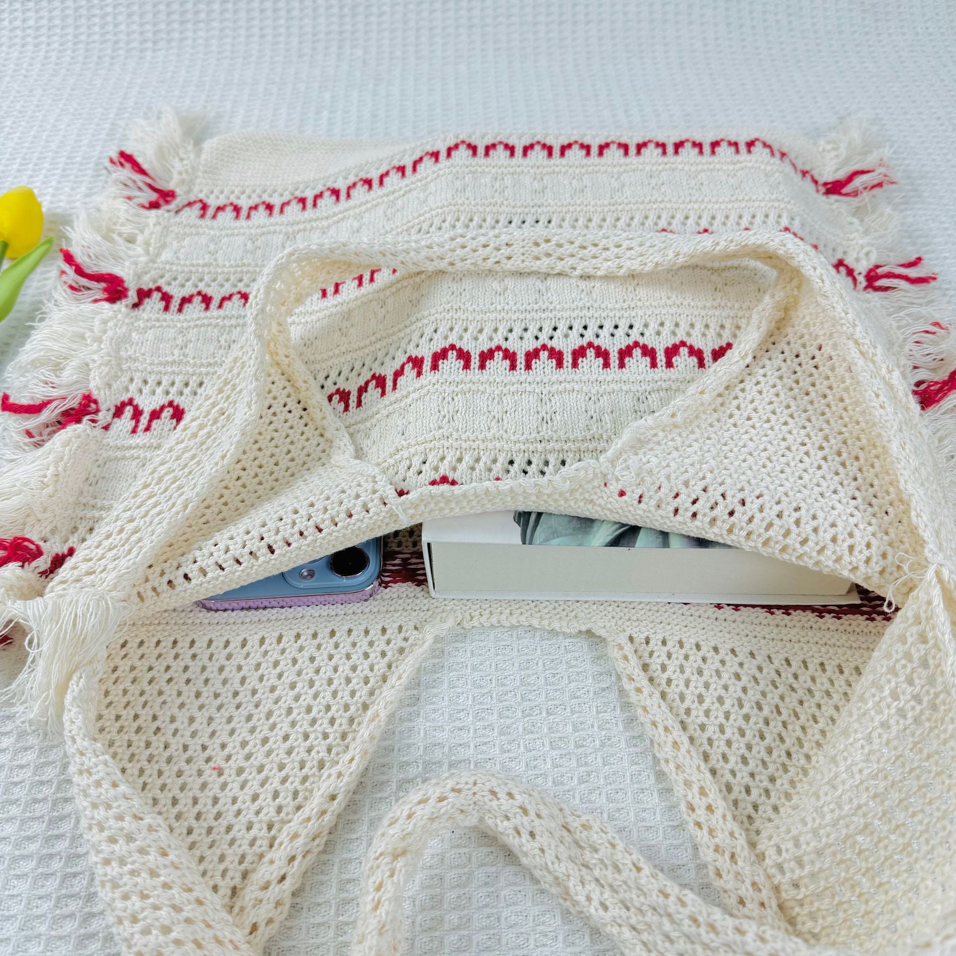 Color Block Tassel Beach Tote - DippedShop Wholesale - #2755