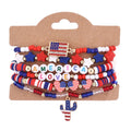 Stylish USA Flag Elastic Beaded Chain Bracelets Set 8ZA6JBR199T