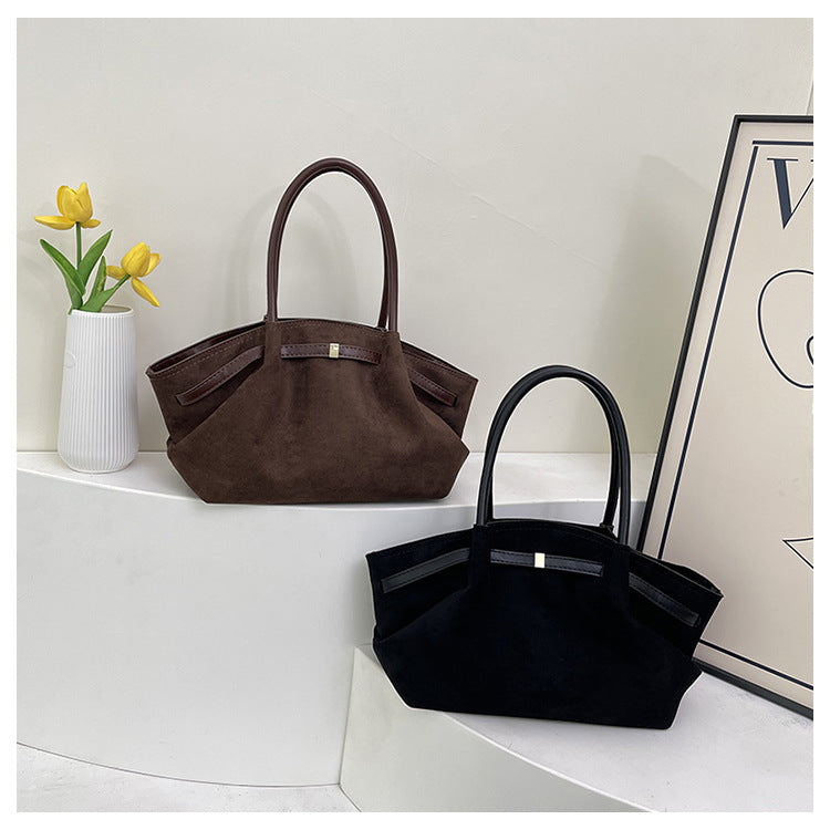 Casual Suede Large Capacity Ruched Tote Bag 6W10BBG1868