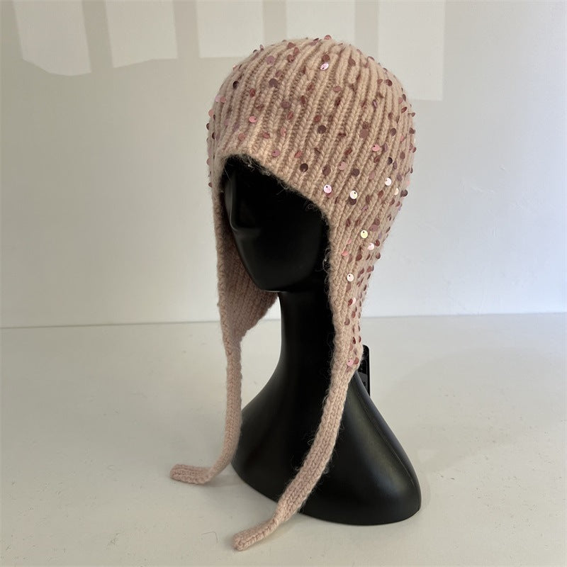 Sequin Fur Knit Trapper Hat - DippedShop Wholesale - #8211