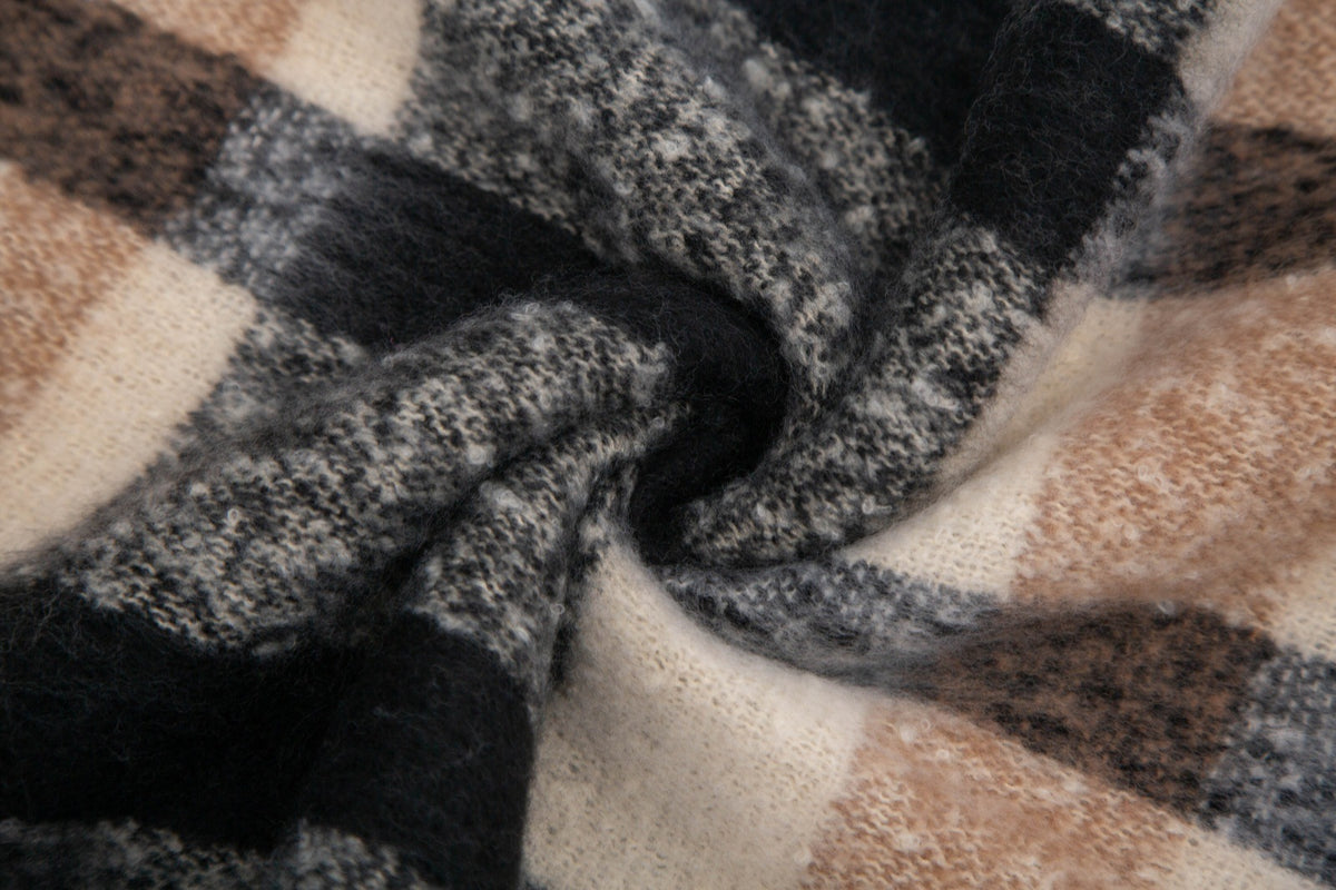 Faux Mohair Plaid Scarf - DippedShop Wholesale - #6851