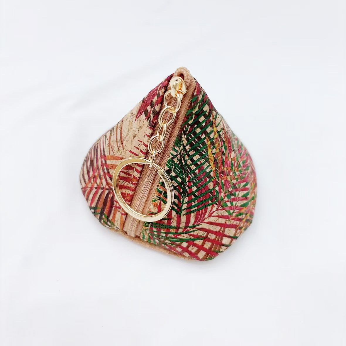 Cute Floral Print Cork Triangle Mini Coin Case 6S10BWB109