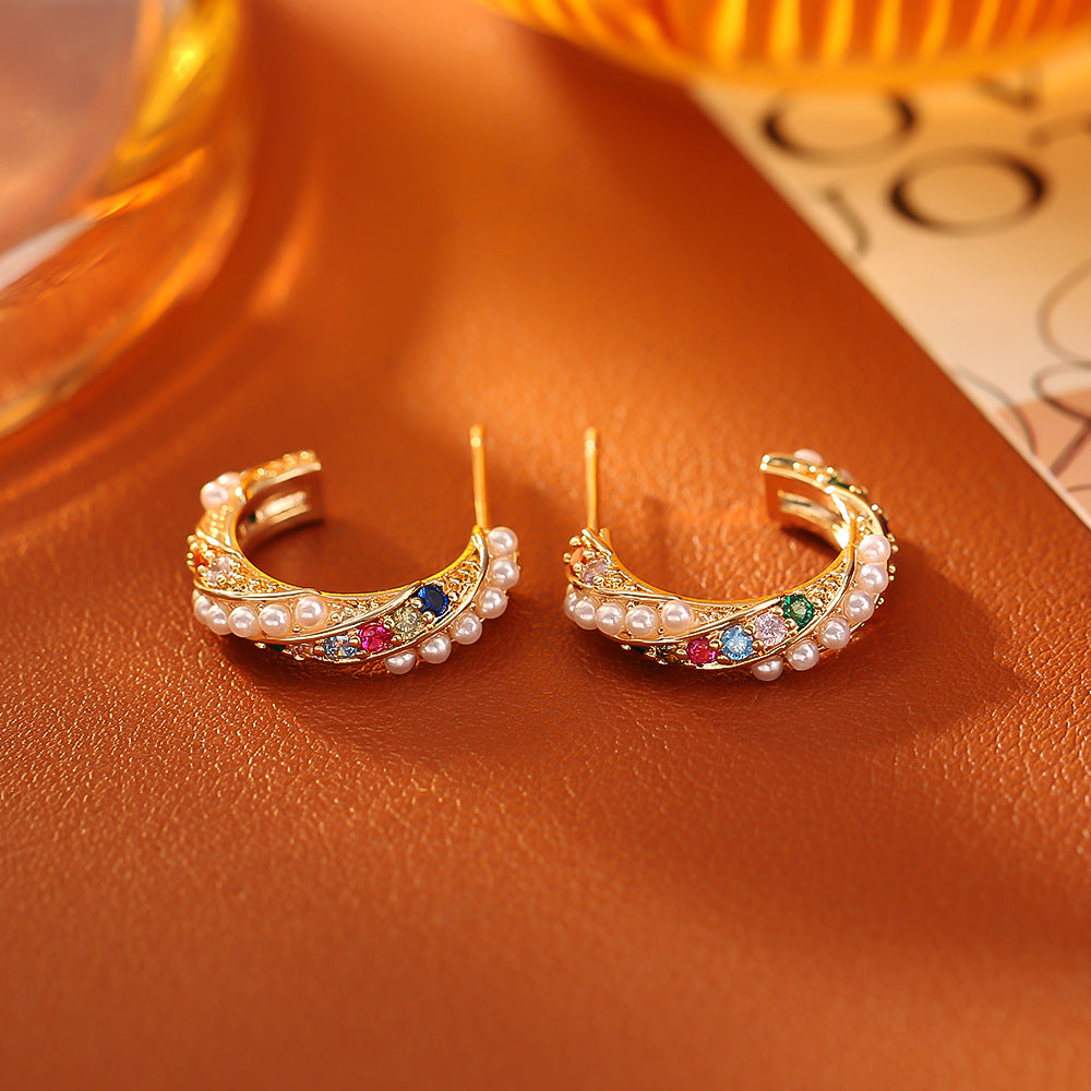 Colorful C-Shaped Stud Earrings - DippedShop Wholesale - #1139
