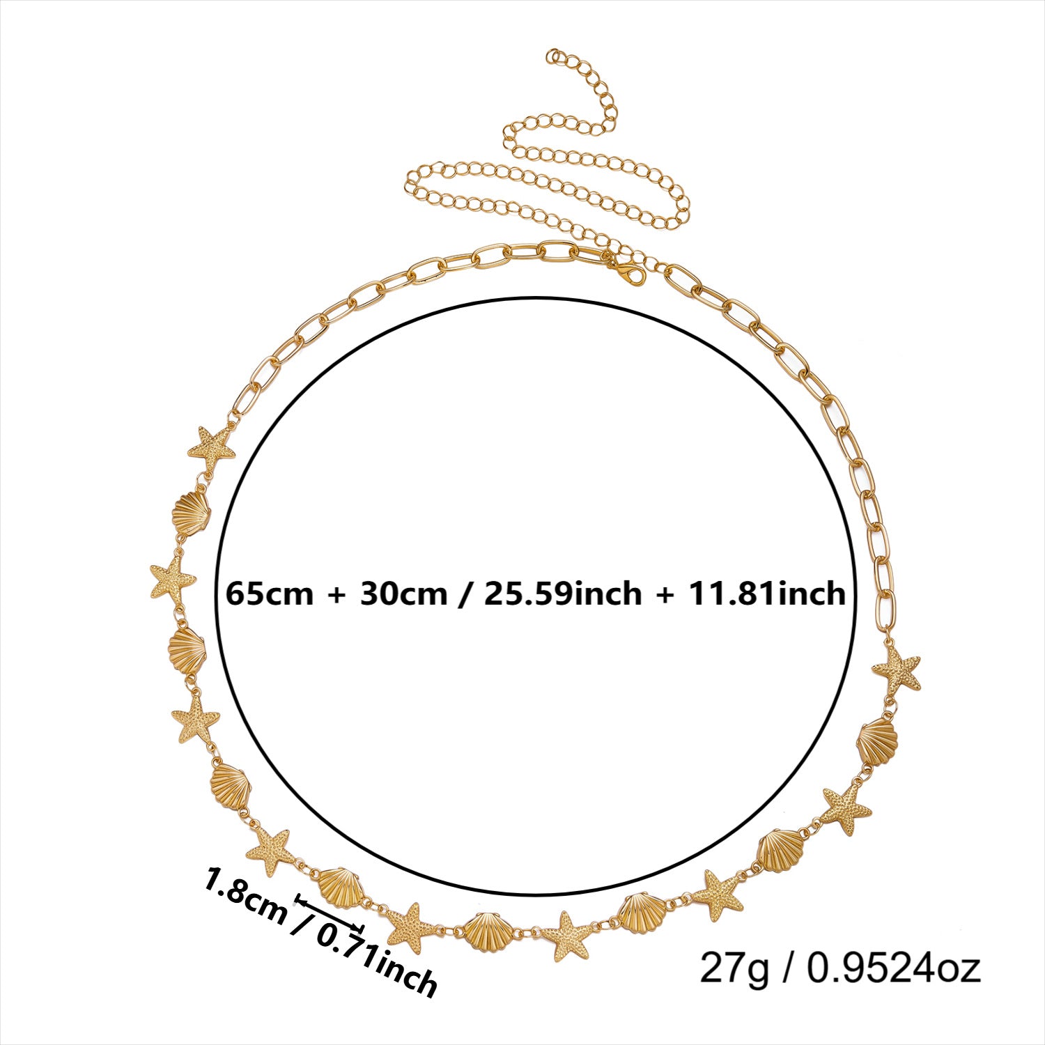 Simple Gold Plated Starfish Shell Waist Chain 8ZA6JBC106L