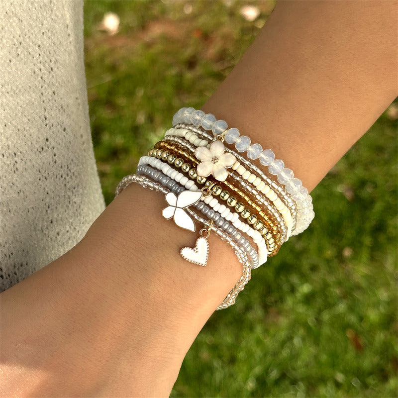 Boho Flower Butterfly Multi-Layer Beaded Bracelet 6W6JBR507