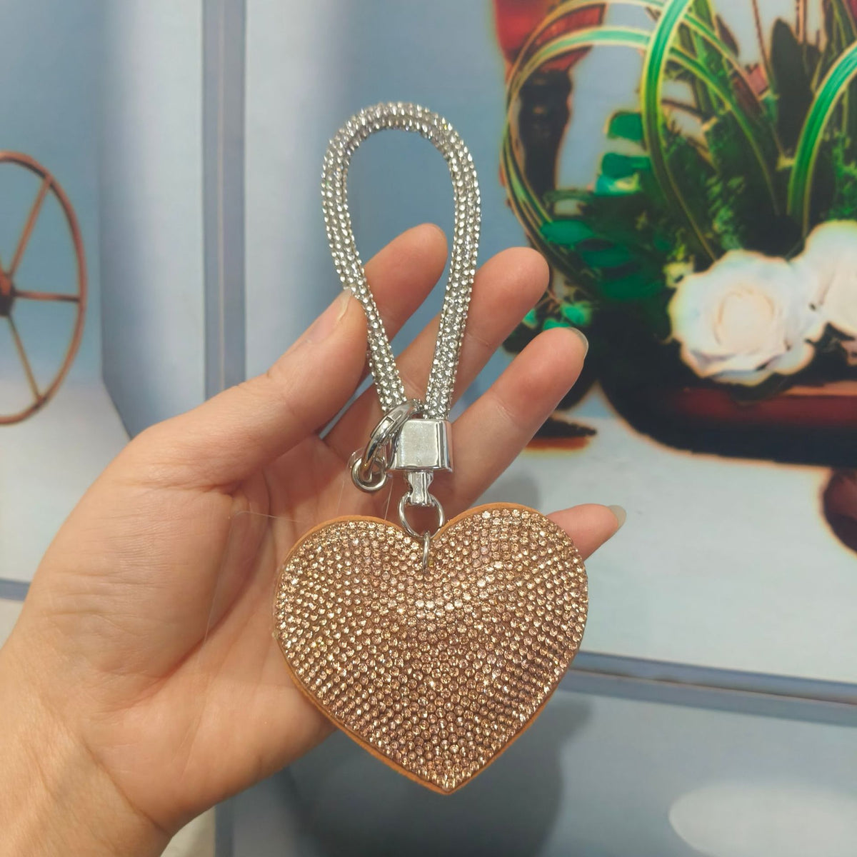 Rhinestone Heart Bag Charm - DippedShop Wholesale - #6771