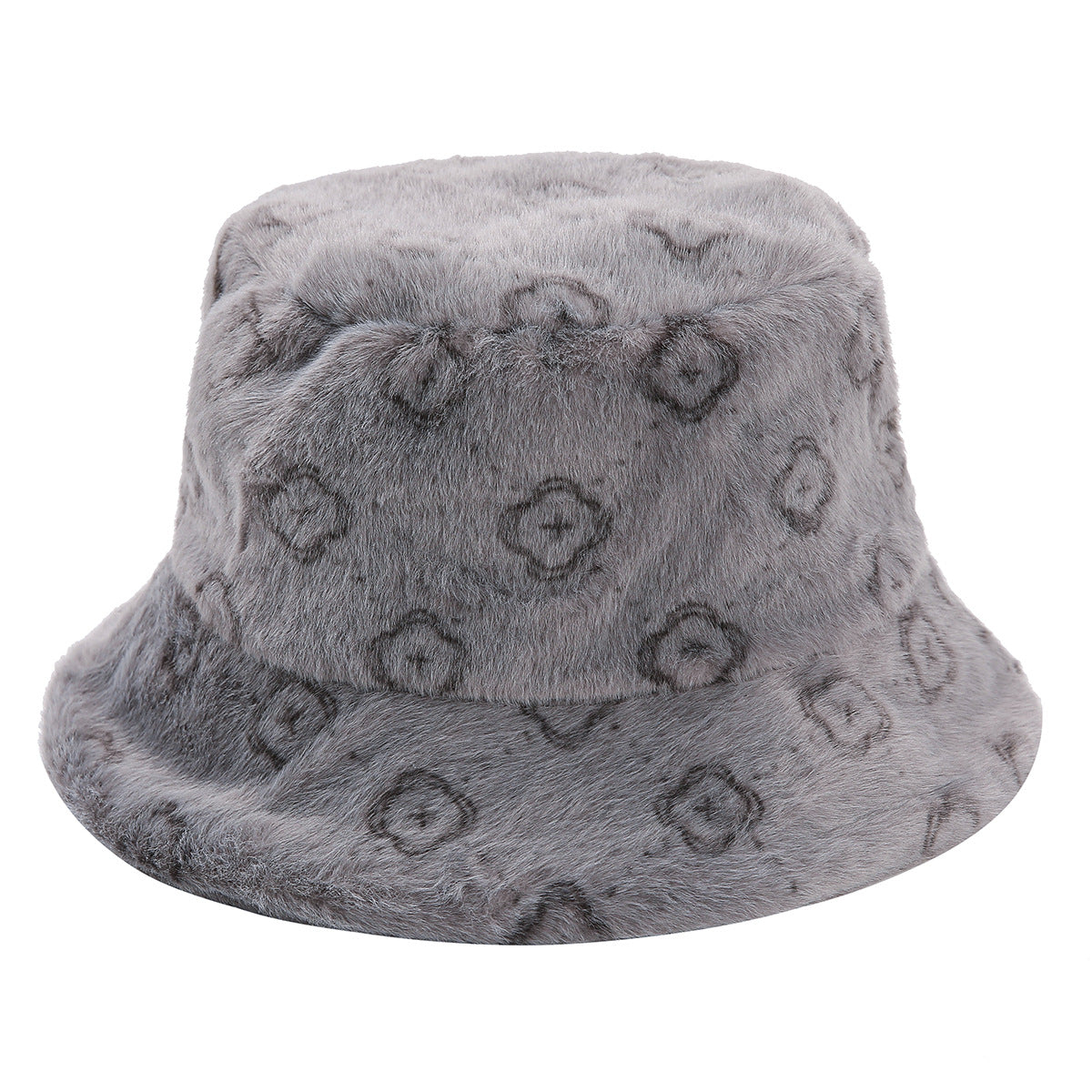 Cute Color Block Fluffy Fur Warm Bucket Hat 6W6HAT818