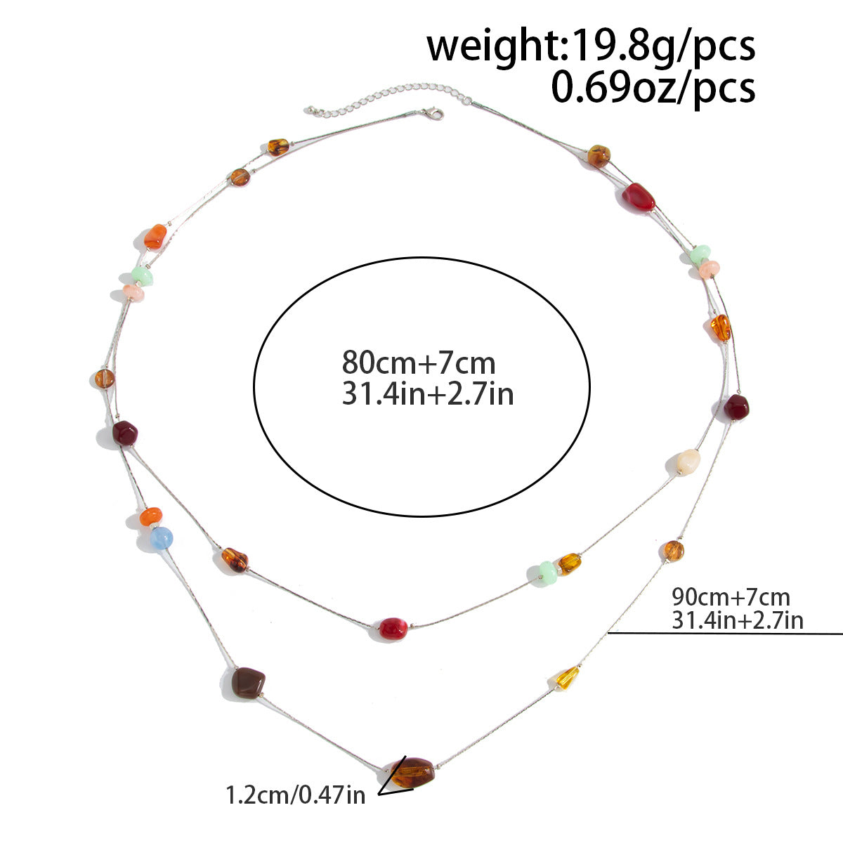 Retro Irregular Resin Bead Chain Waist Chain 8ZA6JBC82L