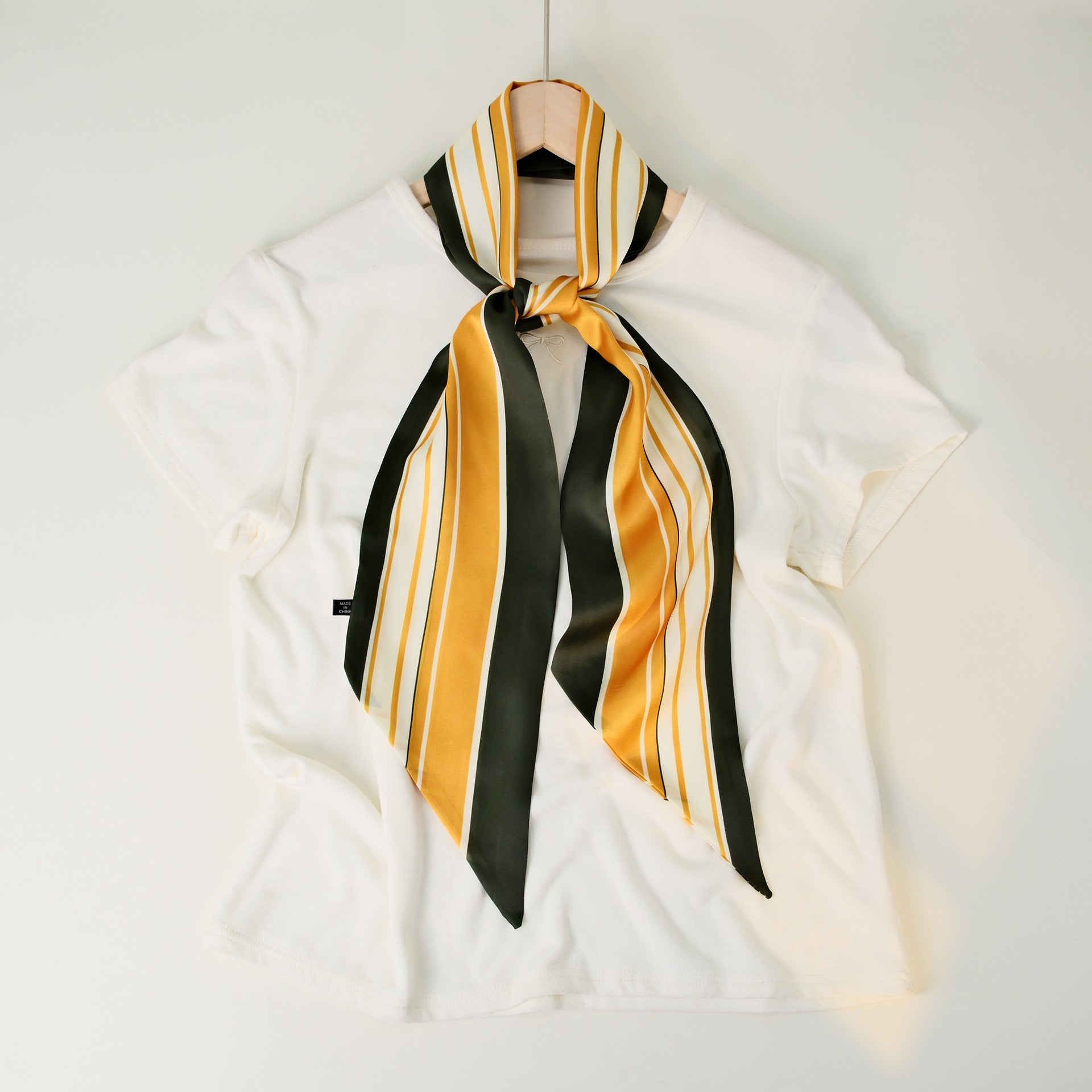 Minimalist Color Block Striped Print Silk Scarf 6W6NSI178