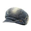 Trendy Washed Ripped Rolled Brim Denim Beret 6W6HAT584