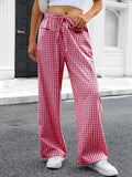 Casual Plaid Wide Leg Pants - DippedShop Wholesale - #4643