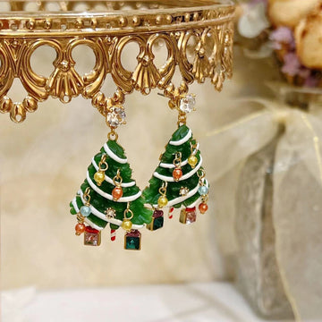 Christmas Tree Rhinestone Drop Earrings DPJE1921