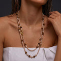 Vintage Tiger's Eye Pearl Chain Necklace 6W6JNC668