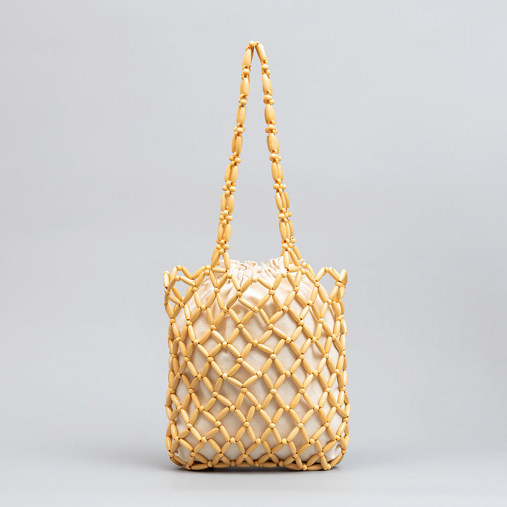 Wooden Bead Woven Handbags DPFB0715