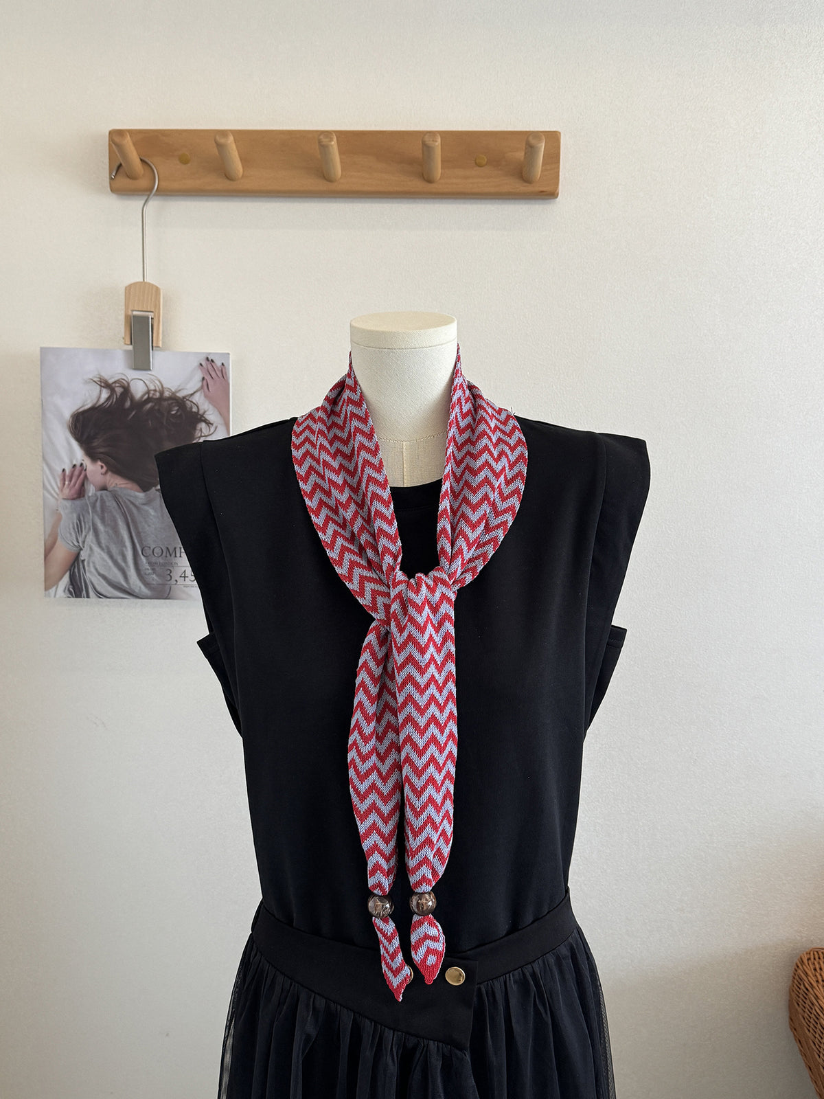 Vintgae Color Block Wave Striped Knit Scarf 6W6NSC97