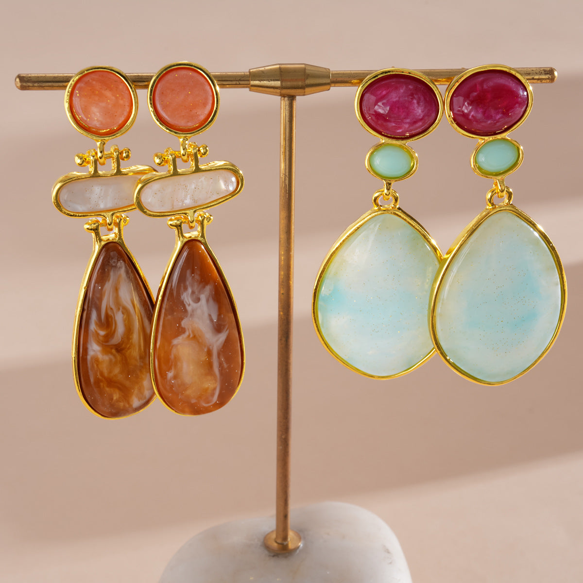 Resin Teardrop Dangle Earrings - DippedShop Wholesale - #9155