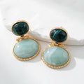 Vintage Emerald Green Oval Dnagle Earrings 6W6JER610