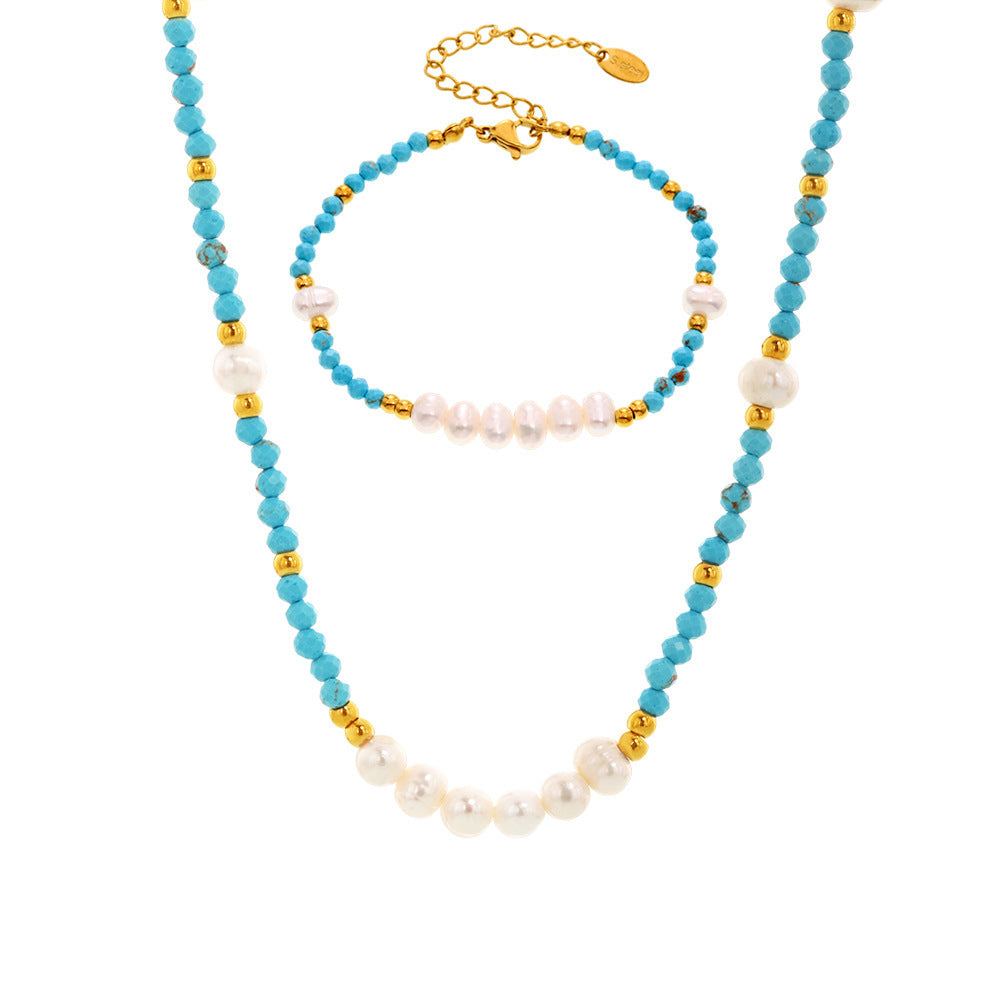 Pearl Beaded Chain Necklace - DippedShop Wholesale - #7715
