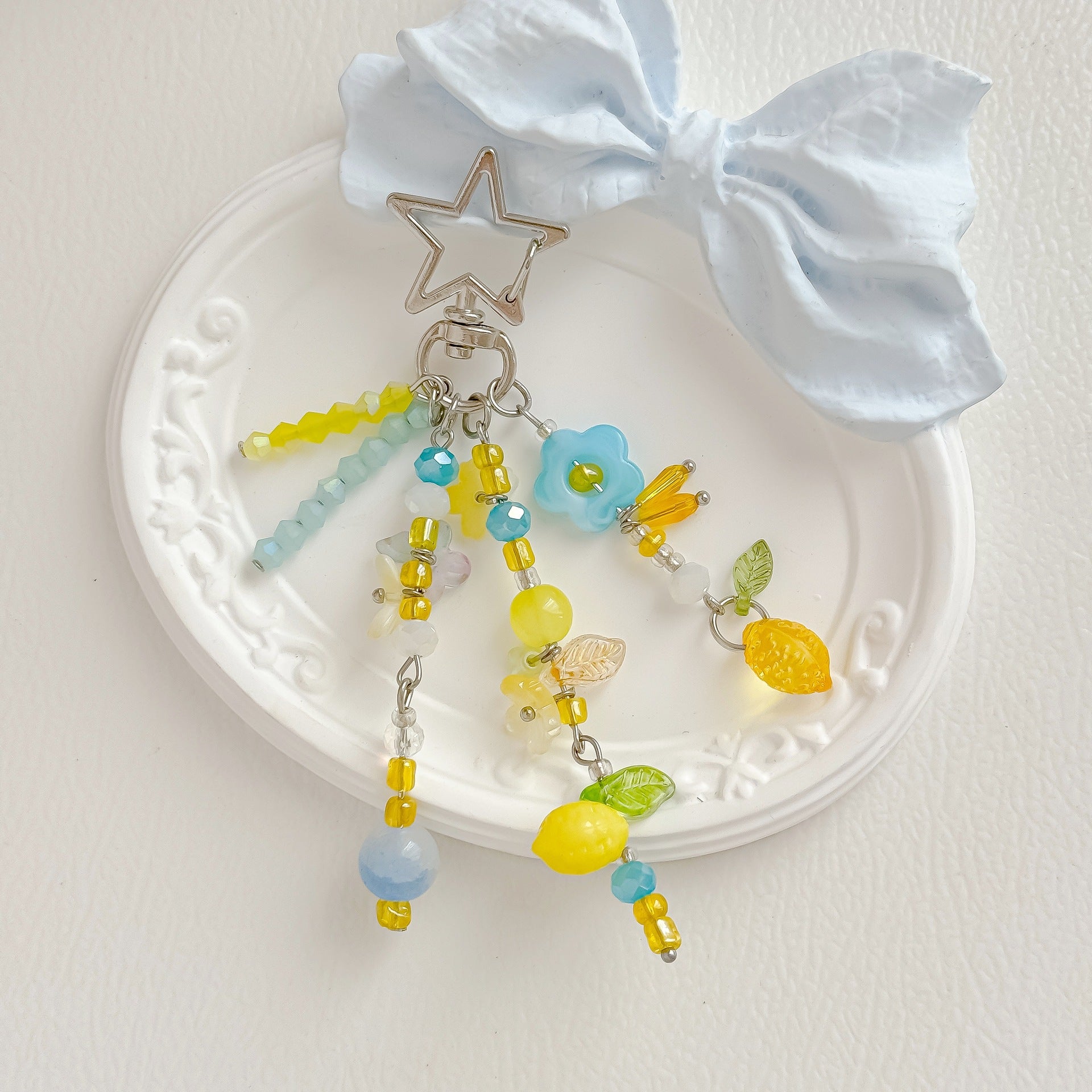 Stylish Beaded Chain Tassel Lemon Bag Charm 6W10BBC381
