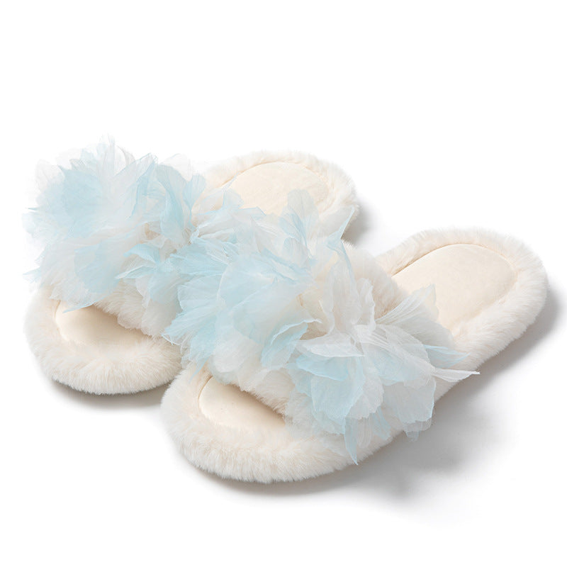3D Floral Plush Slippers - DippedShop Wholesale - #9571