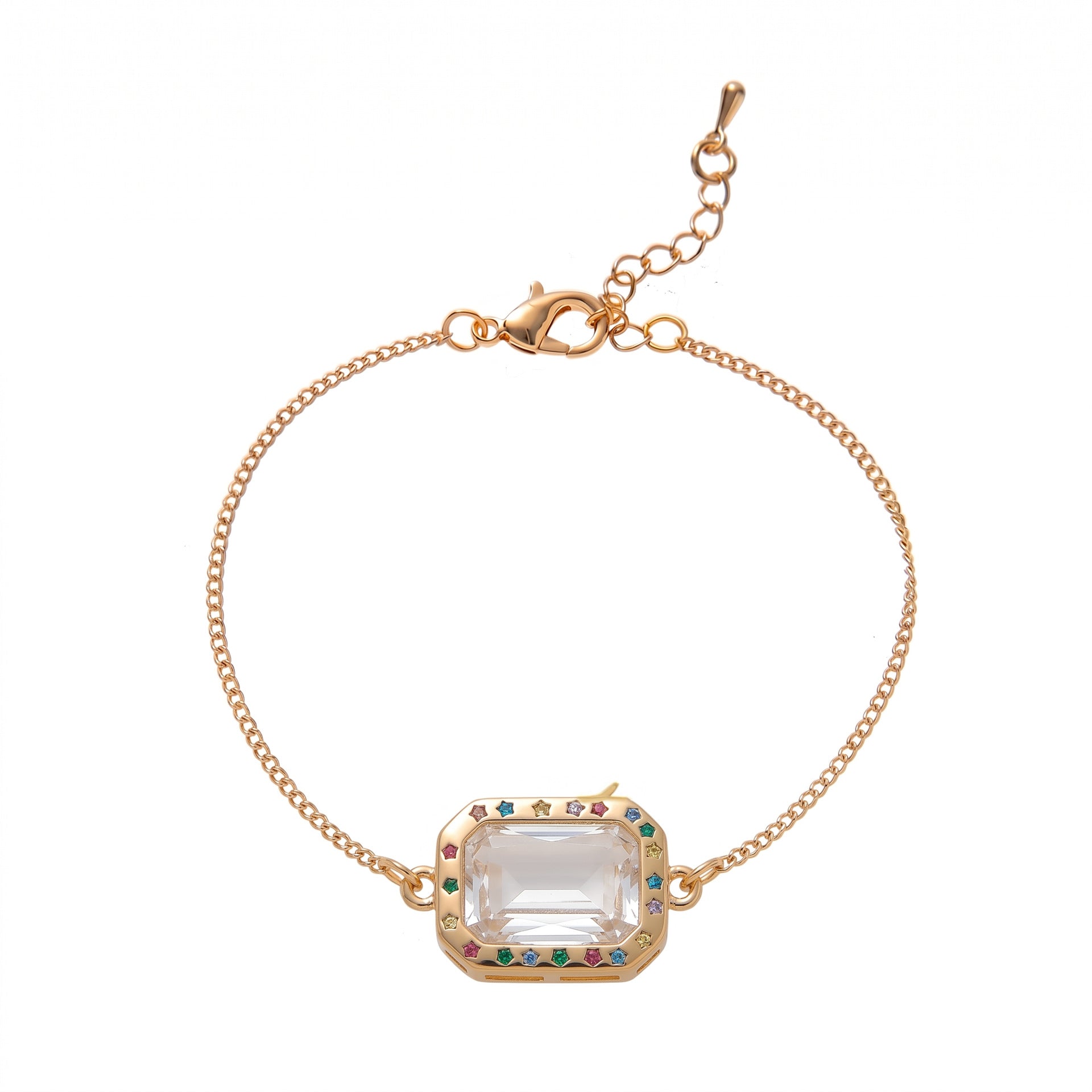 Trendy Multi-Color Cubic Zirconia Chain Bracelet 6W6JBR330