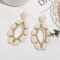 Rhinestone Beaded Floral Dangle Earrings - DippedShop Wholesale - #4931