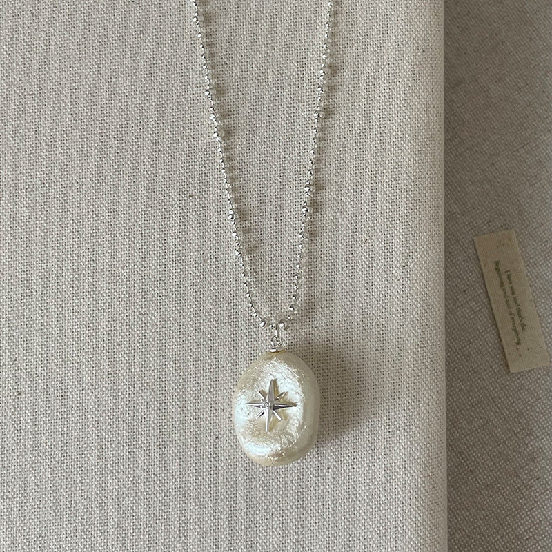 French Style Starburst Pearl Pendant Necklace 6W6JNC437