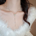 Elegant Camellia Pendant Pearl Chain Choker Necklace 6W6JNC905