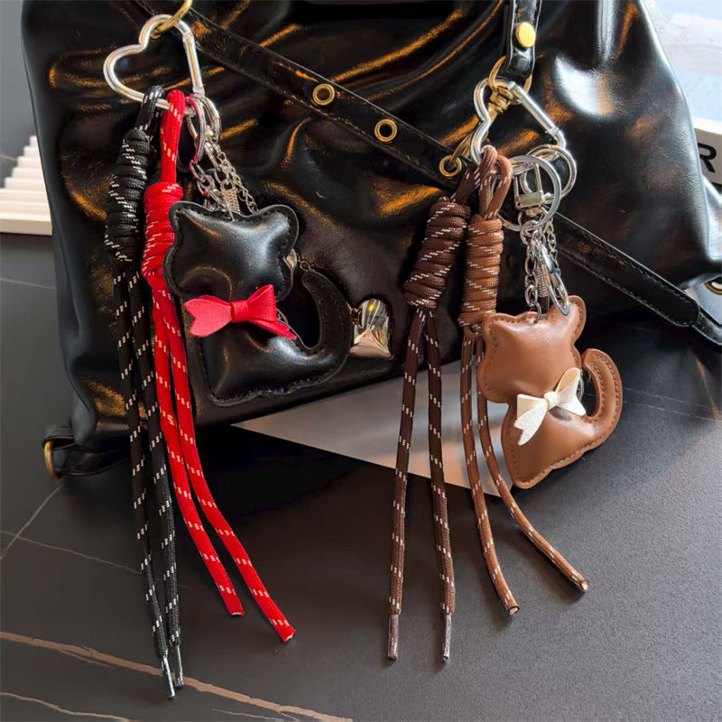 Creative Cat Pendant Rope Braided Bag Charm 6W10BBC369