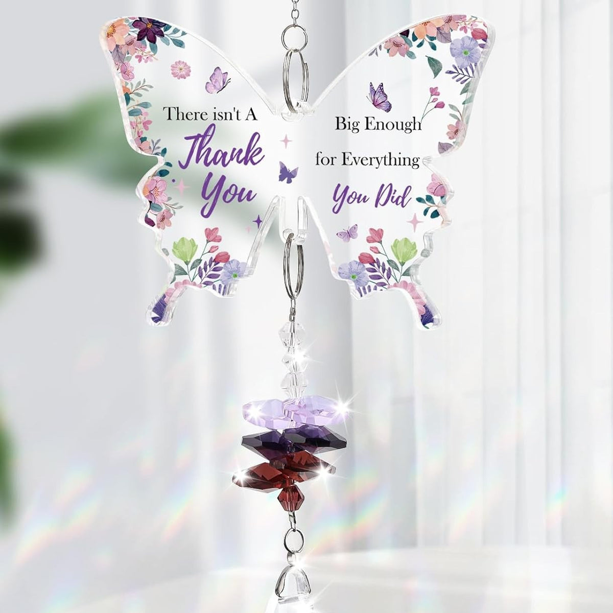 Colorful Butterfly Crystal Bead Wind Chime Suncatcher 6H7HLS215