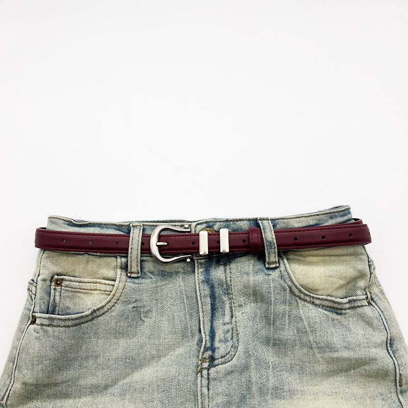 Retro Solid Color Jeans Belt Versatile Leather Belt 6W6JBT163