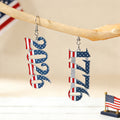 Stylish USA Flag Letter Pendant Hook Earrings 8ZA6JER186L
