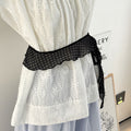 Minimalist Polka Dots Ruffled Edges Silk Scarf MK2BLW6W6NSI68