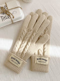 Vintage Cable Knit Wool Blend Touchscreen Gloves 6W6GLO54