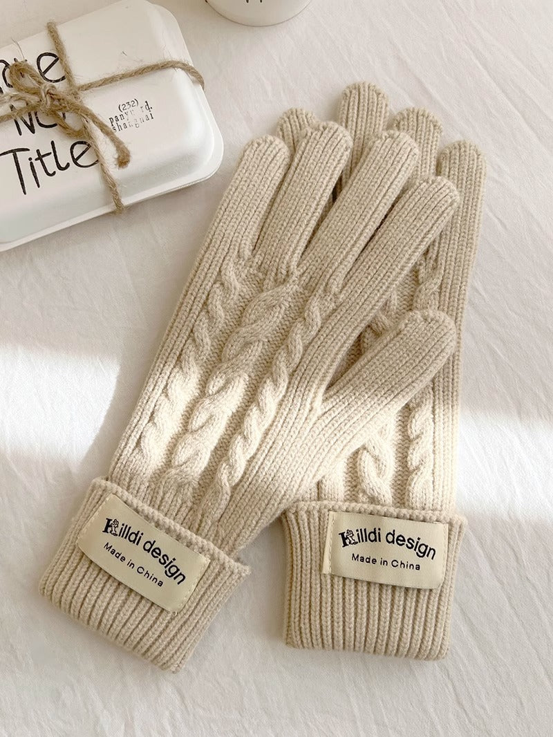 Vintage Cable Knit Wool Blend Touchscreen Gloves 6W6GLO54